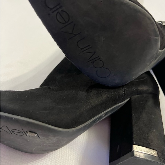 9 Calvin Klein Fandy Over-the-knee Boots Black Suede Fall Winter Tall Block Hee - Picture 8 of 10